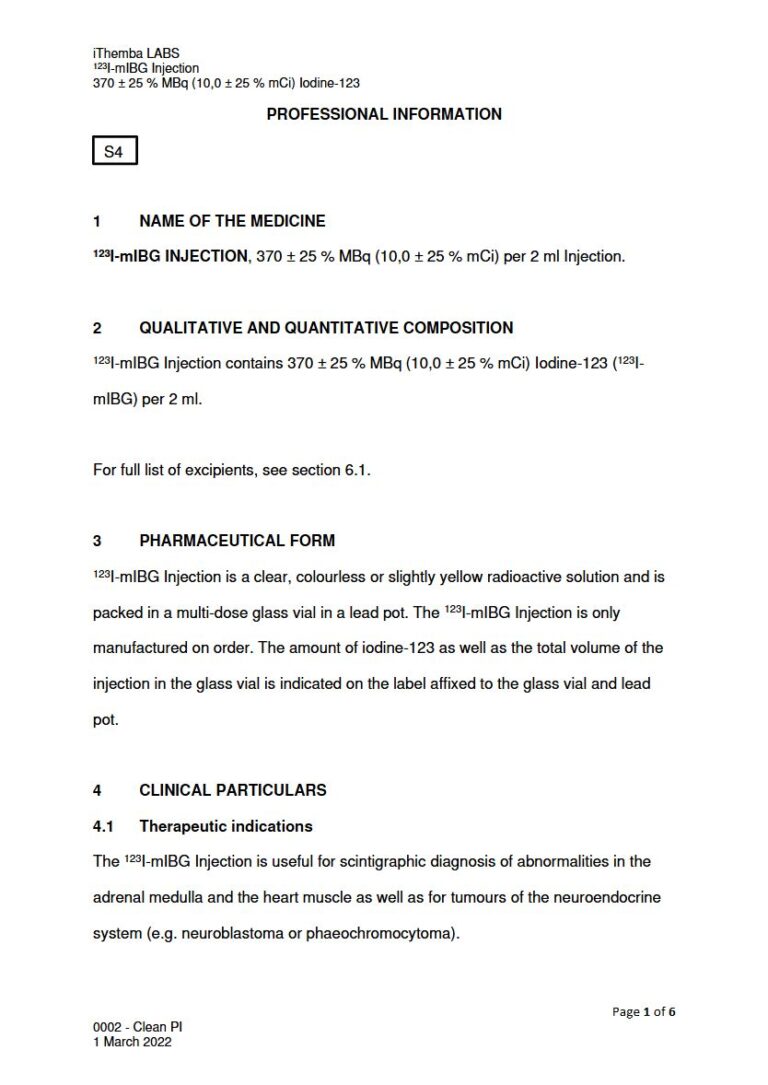 123I-Mibg Injection package insert preview