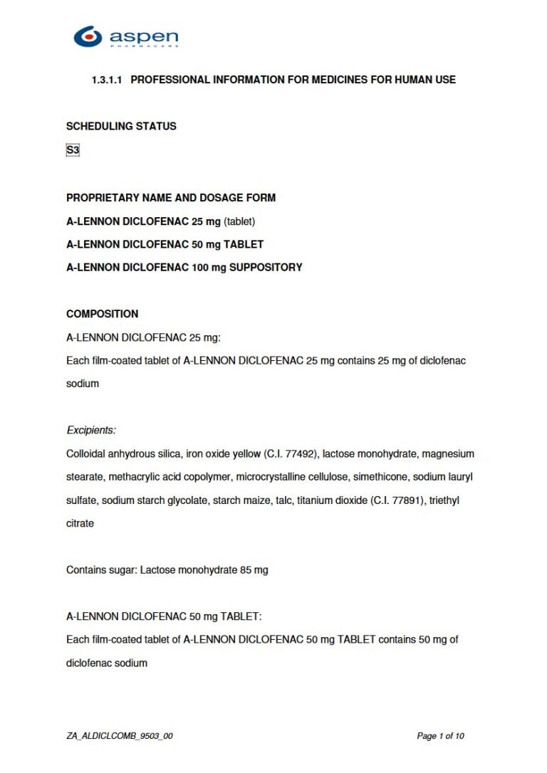 A-Lennon Diclofenac Tablets package insert preview