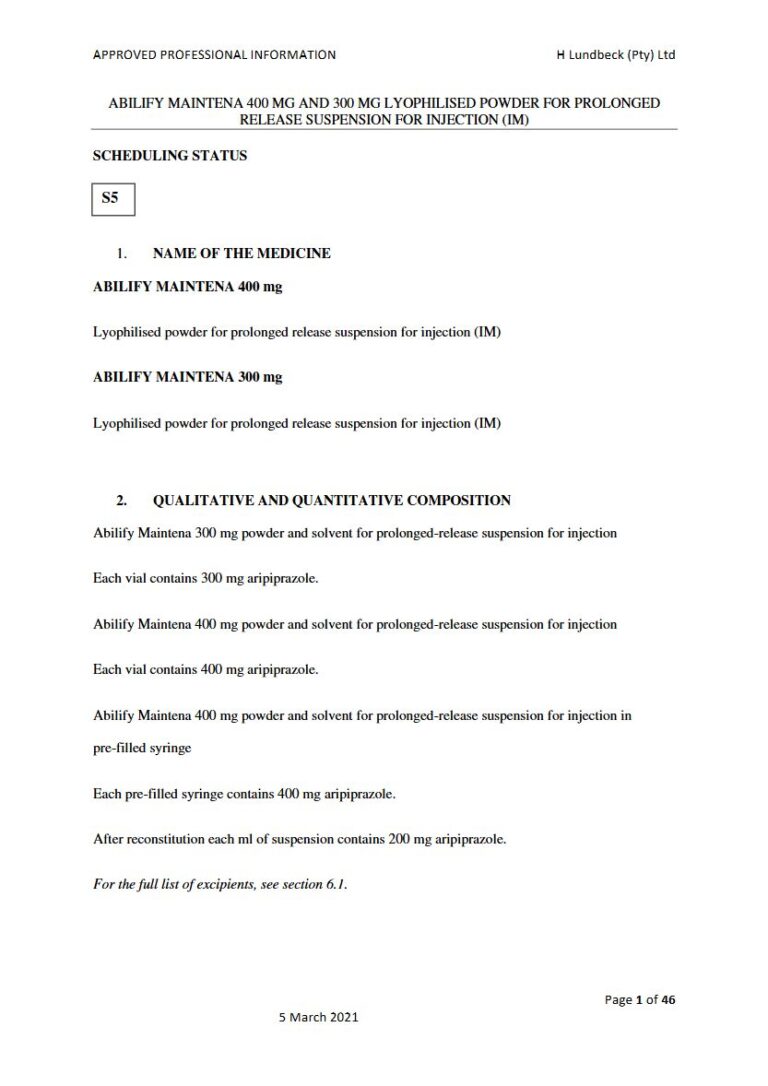 Abilify Maintena Injection package insert preview