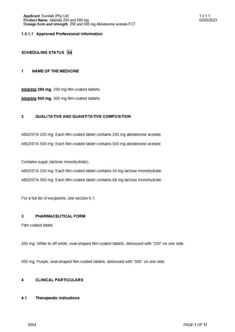 Abizista Tablets package insert preview