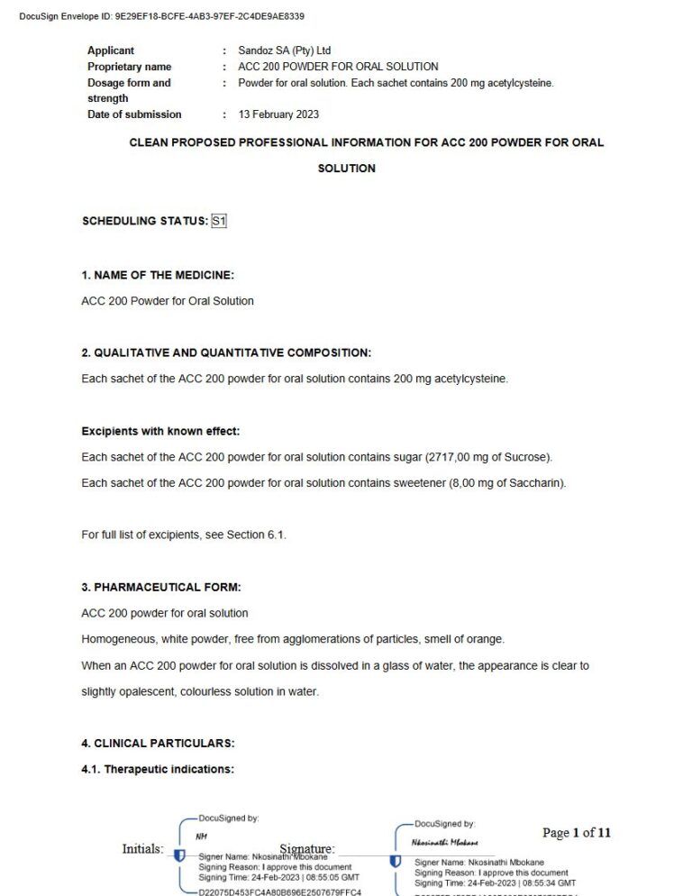 Acc 200 Powder For Oral Solution package insert preview