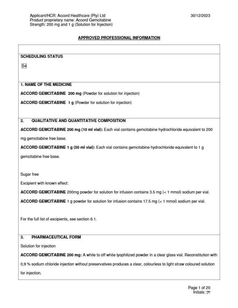 Accord Gemcitabine Injection package insert preview