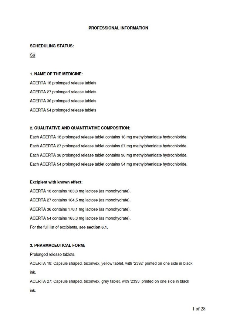 Acerta Prolonged Release Tablets package insert preview