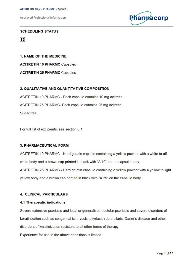 Acitretin 10 & 25 Pharmc Capsule package insert preview