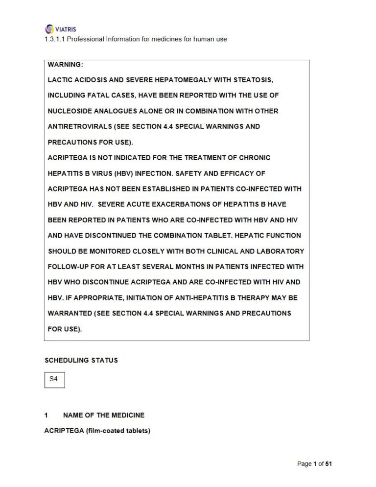 Acriptega Tablets package insert preview