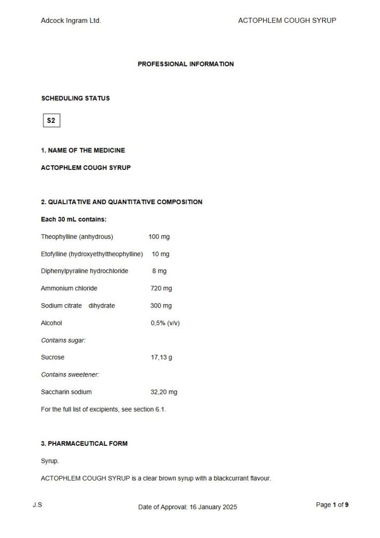 Actophlem Cough Syrup package insert preview