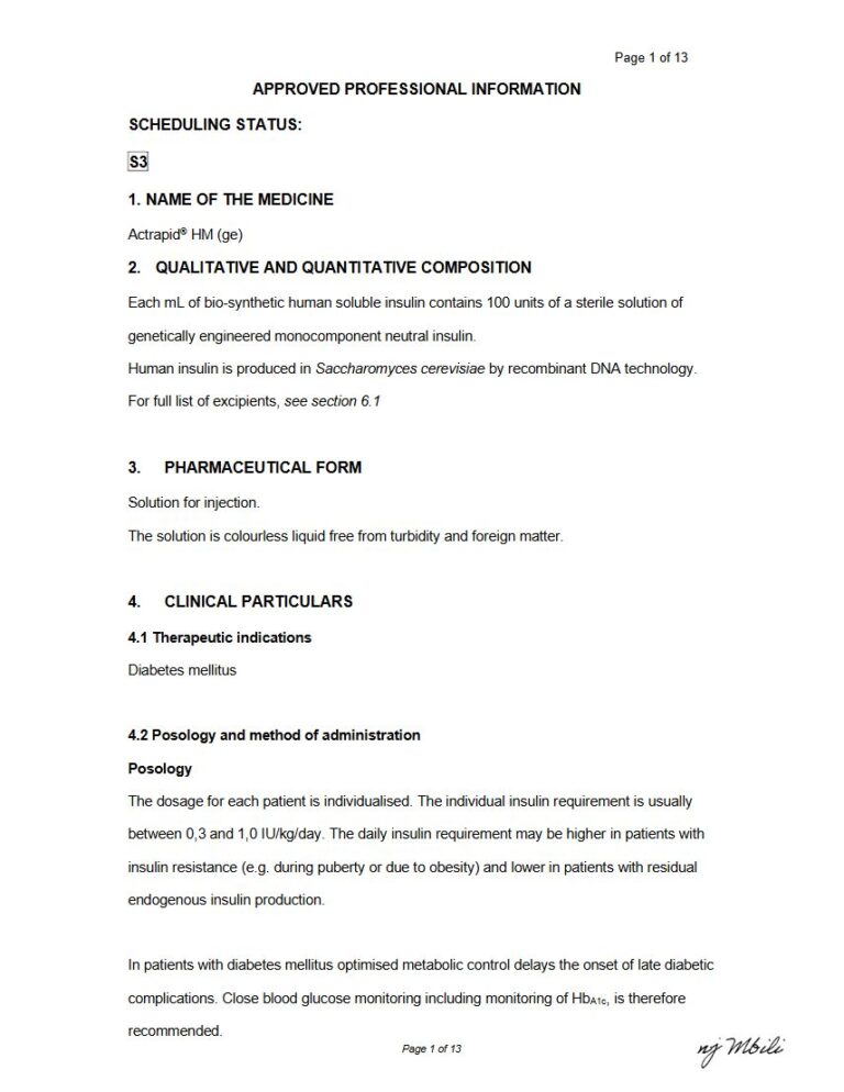 Actrapid Hm Injection package insert preview