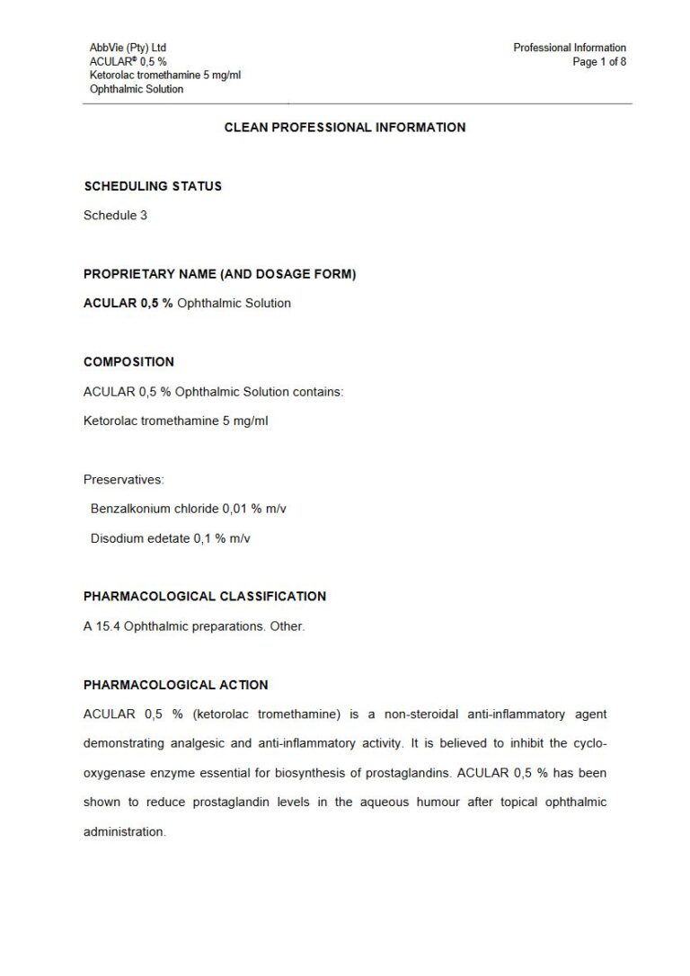 Acular 0.5% Ophthalmic Solution package insert preview