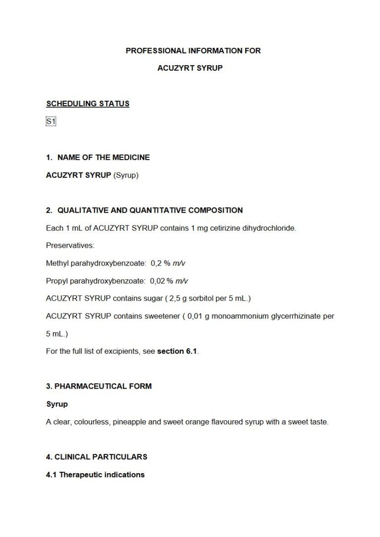 Acuzyrt Syrup package insert preview