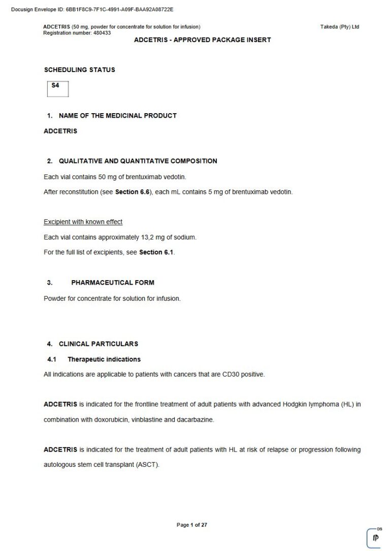 Adcetris 50 mg Injection package insert preview