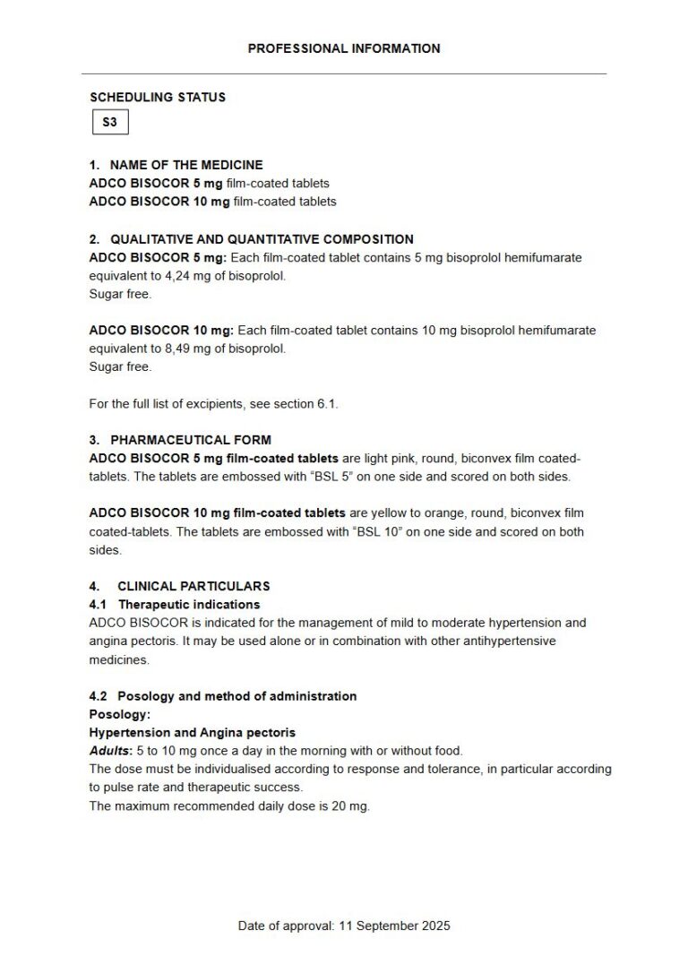 Adco Bisocor 5mg & 10mg Tablets package insert preview