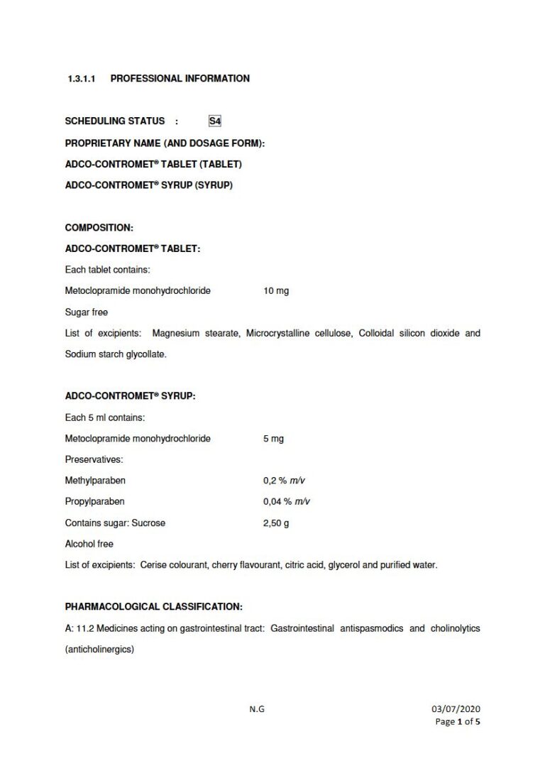 Adco Contromet Tablet & Syrub package insert preview