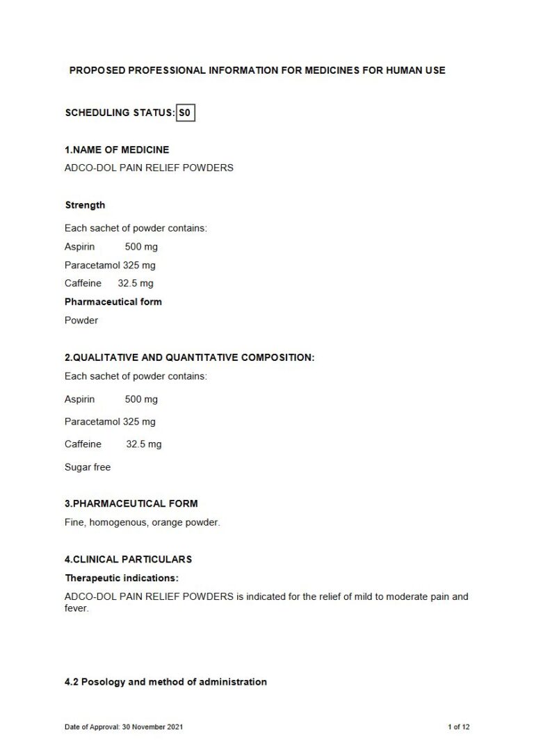 Adco-Dol Pain Relief Powders package insert preview
