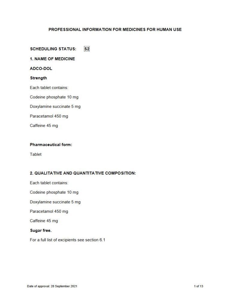 Adco-Dol Tablets package insert preview