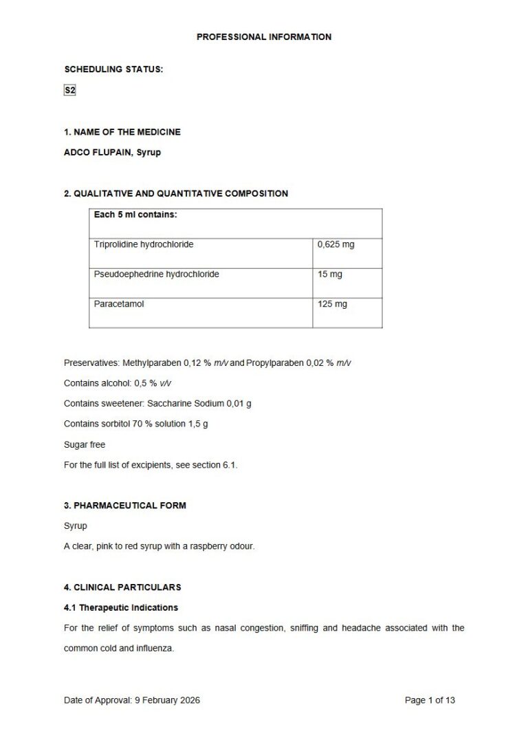 Adco Flupain Syrup package insert preview