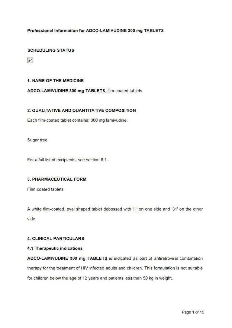 Adco-Lamivudine 300 mg Tablets package insert preview