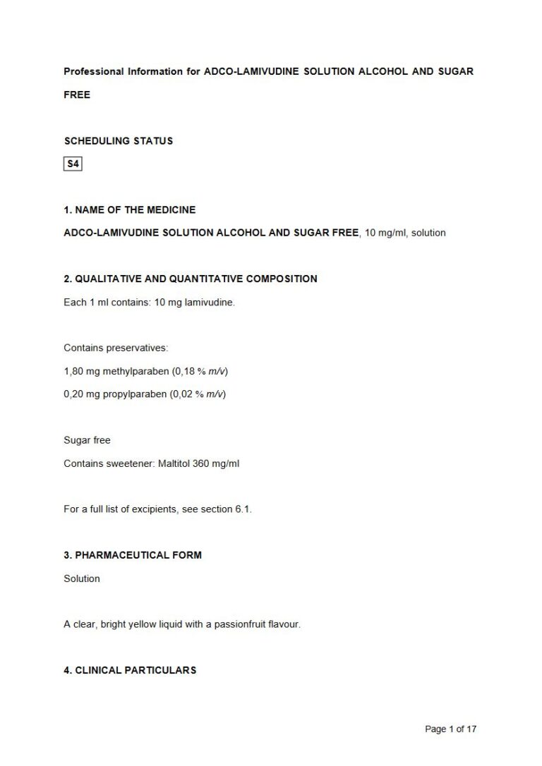 Adco-Lamivudine Solution (Sugar Free) package insert preview