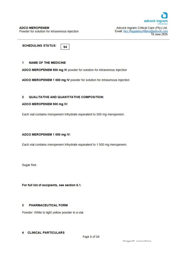 Adco Meropenem 500mg & 1g Injection package insert preview
