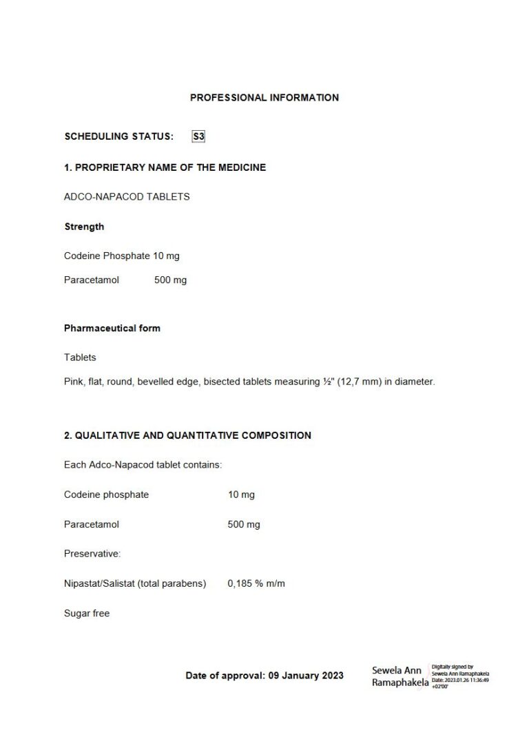 Adco-Napacod Tablets package insert preview