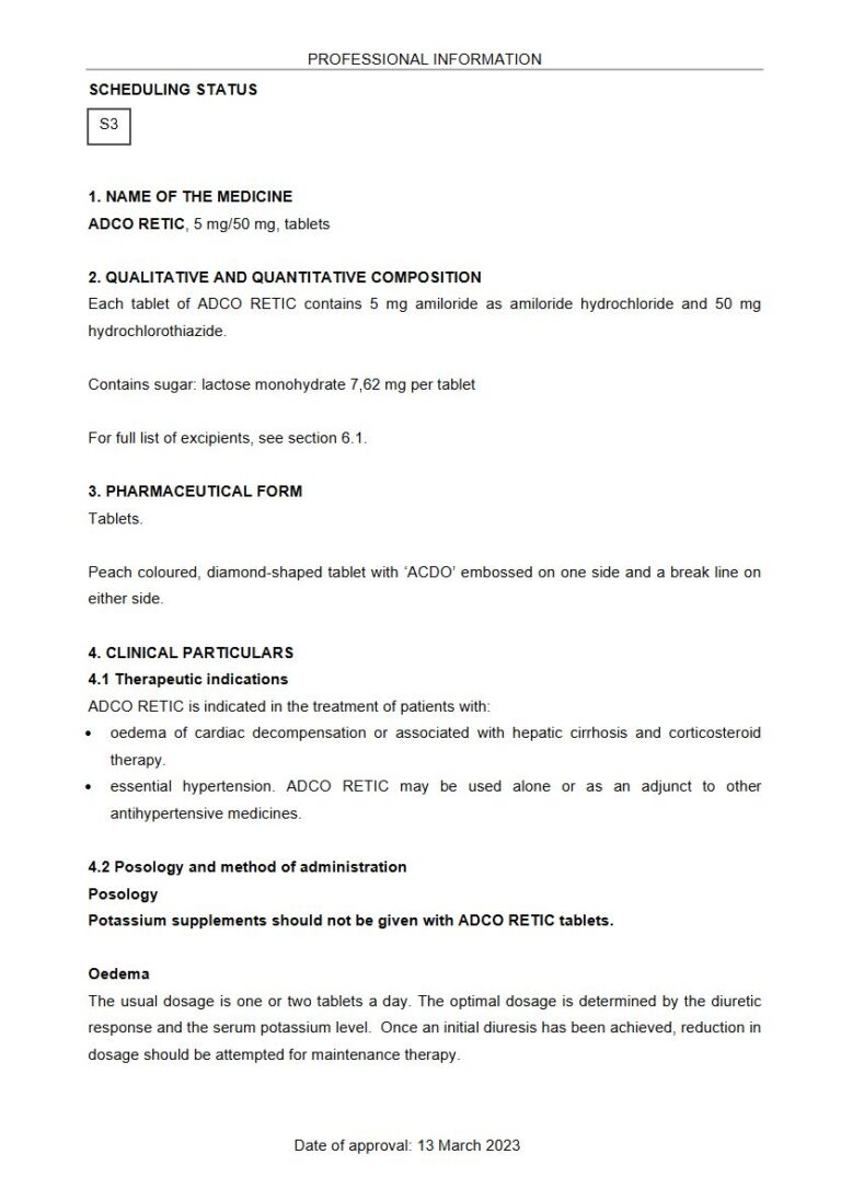 Adco Retic 5mg/50mg Tablets package insert preview
