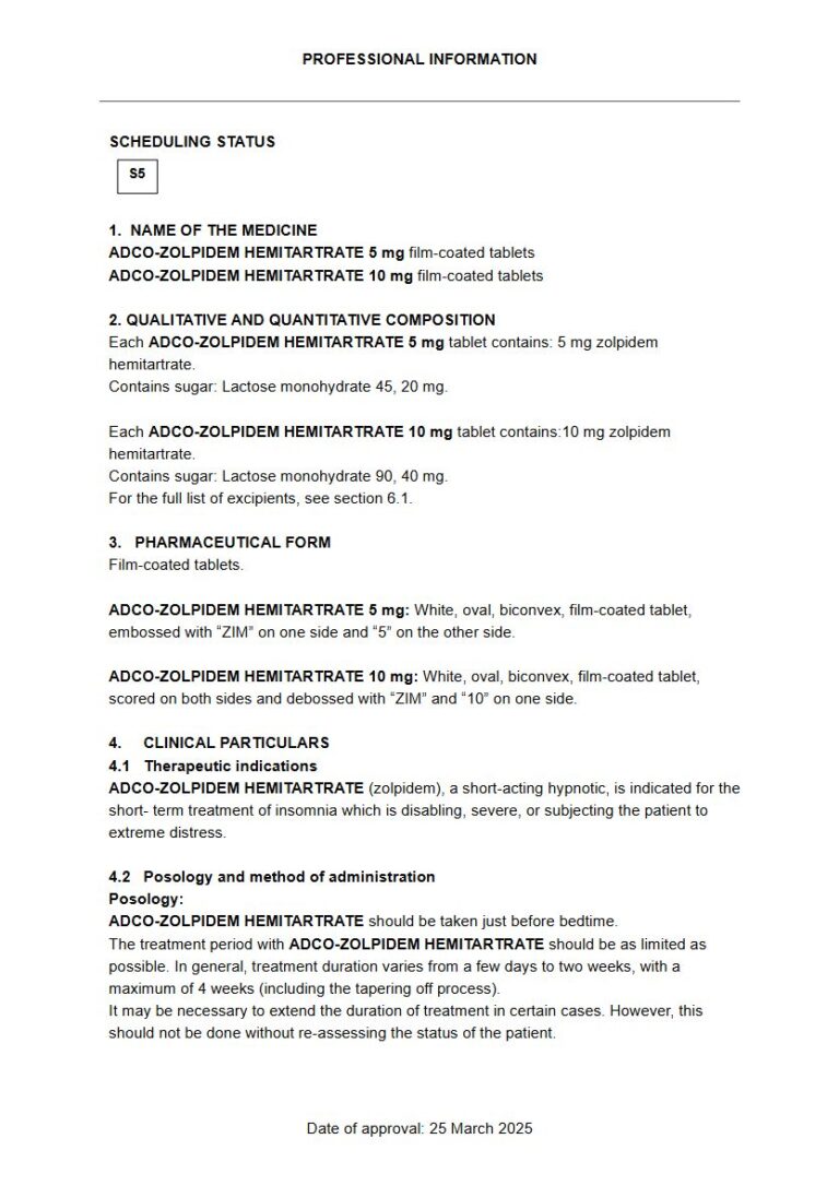 Adco-Zolpidem Tablets package insert preview