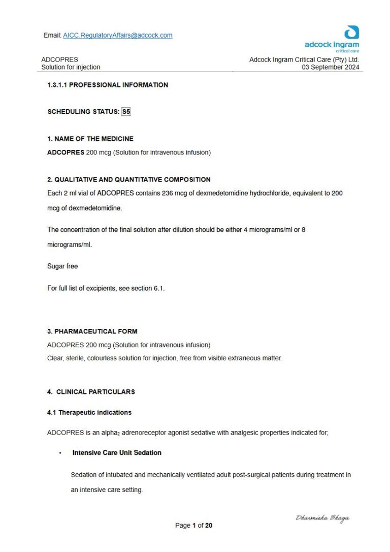 Adcopres Injection package insert preview