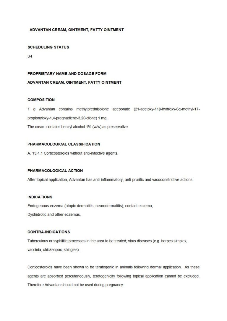 Advantan Cream, Ointment and Fatty Ointment package insert preview
