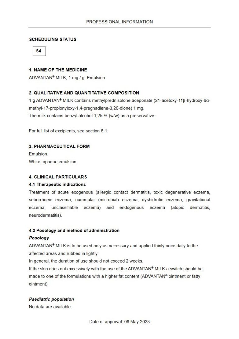 Advantan Milk Emulsion package insert preview