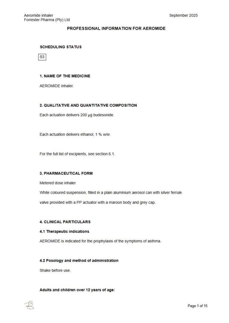 Aeromide 200 µg Inhaler package insert preview