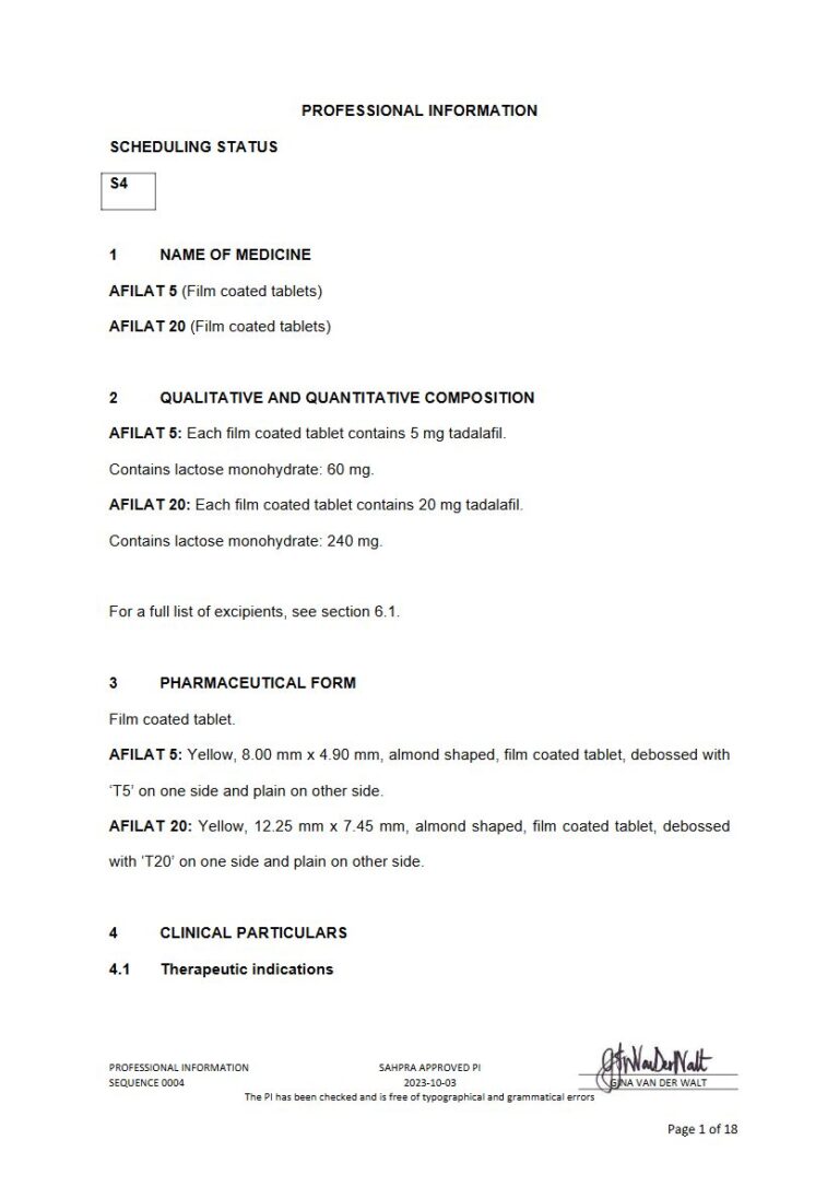 Afilat Tablet package insert preview