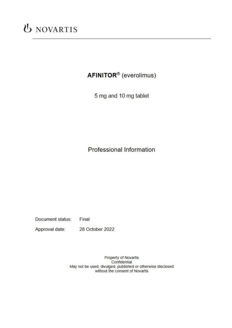 Afinitor 5mg & 10 mg Tablet package insert preview