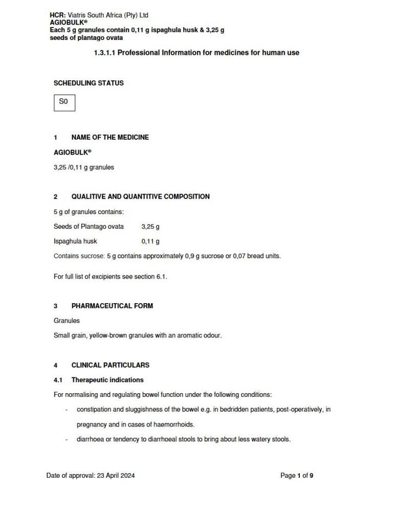 Agiobulk Granules package insert preview