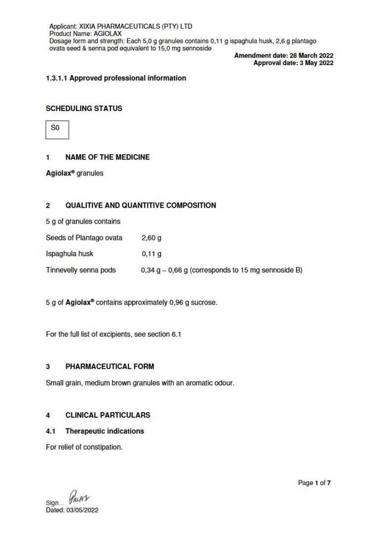 Agiolax Granules package insert preview