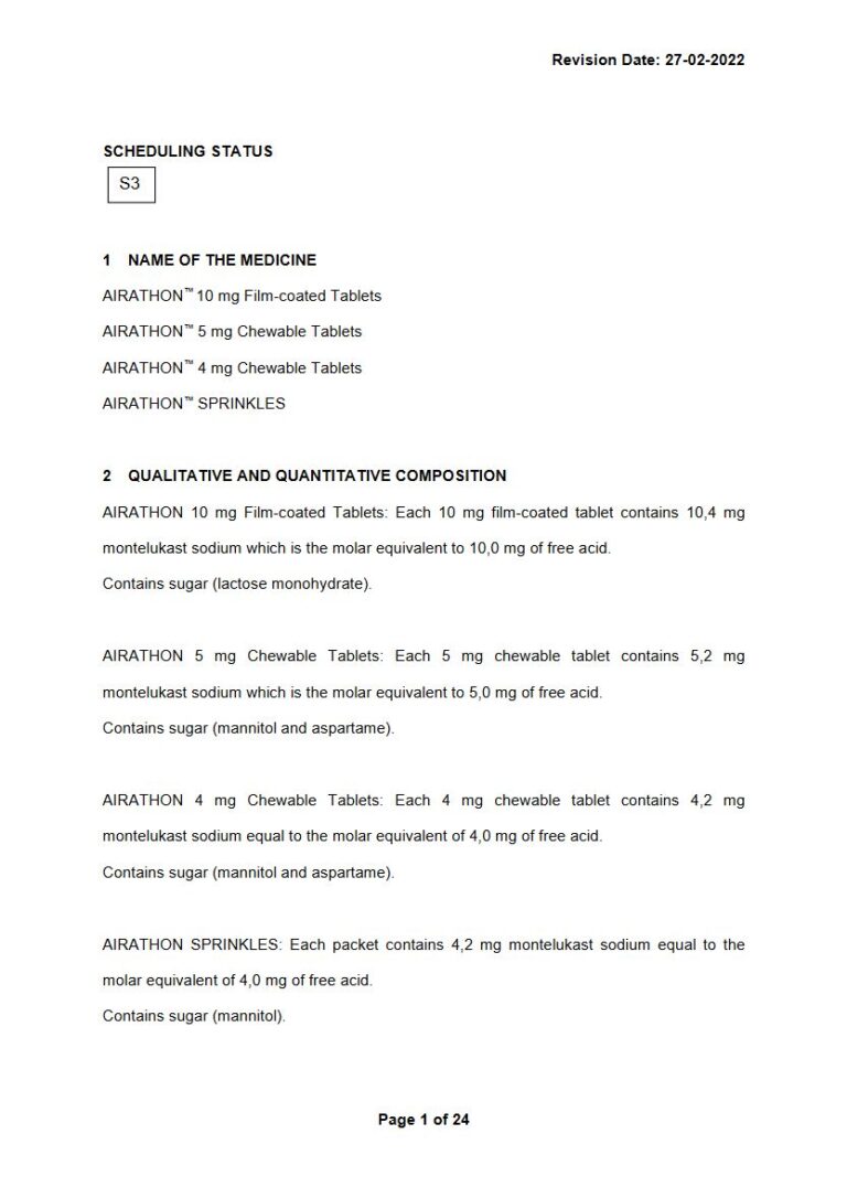 Airathon Sprinkles, Chewable Tablets & FC Tablets package insert preview