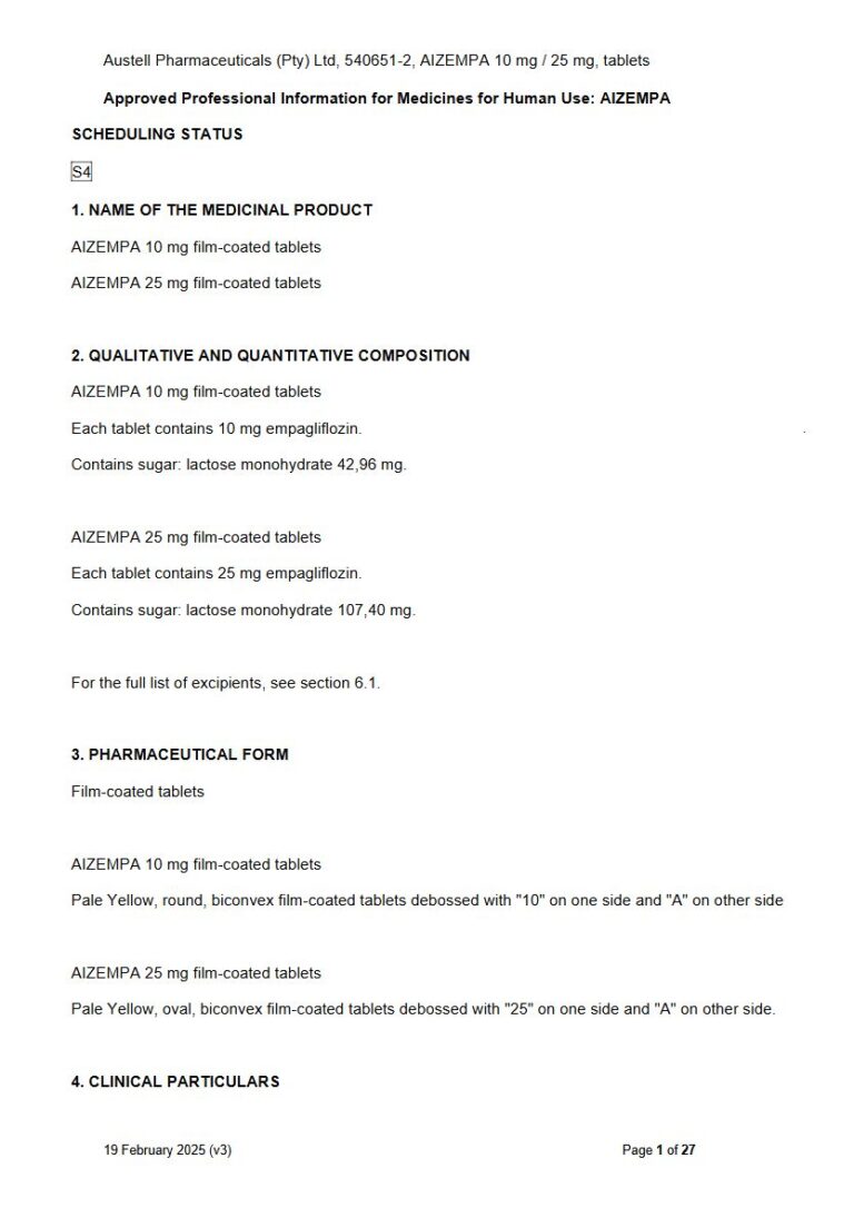 Aizempa 10mg & 25mg Tablets package insert preview