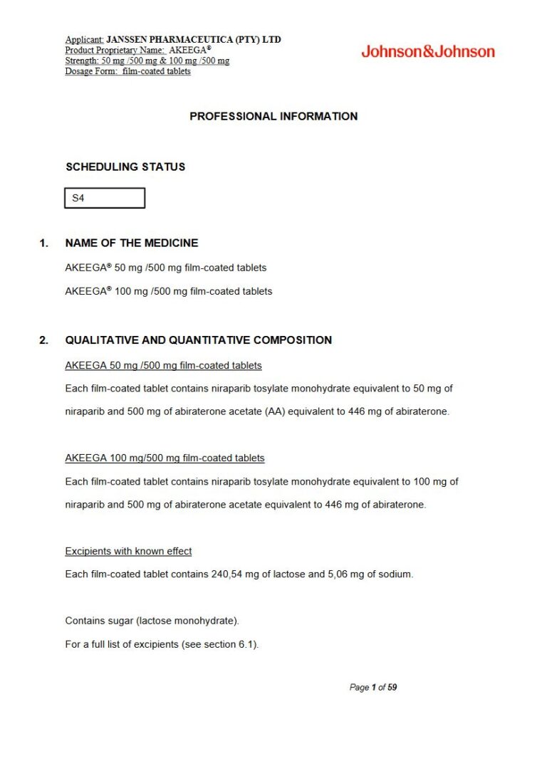 Akeega FC Tablets package insert preview