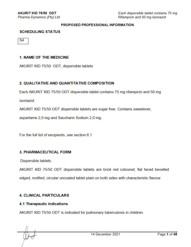 Akurit Kid 75/50 Oral Dispersible Tablets package insert preview