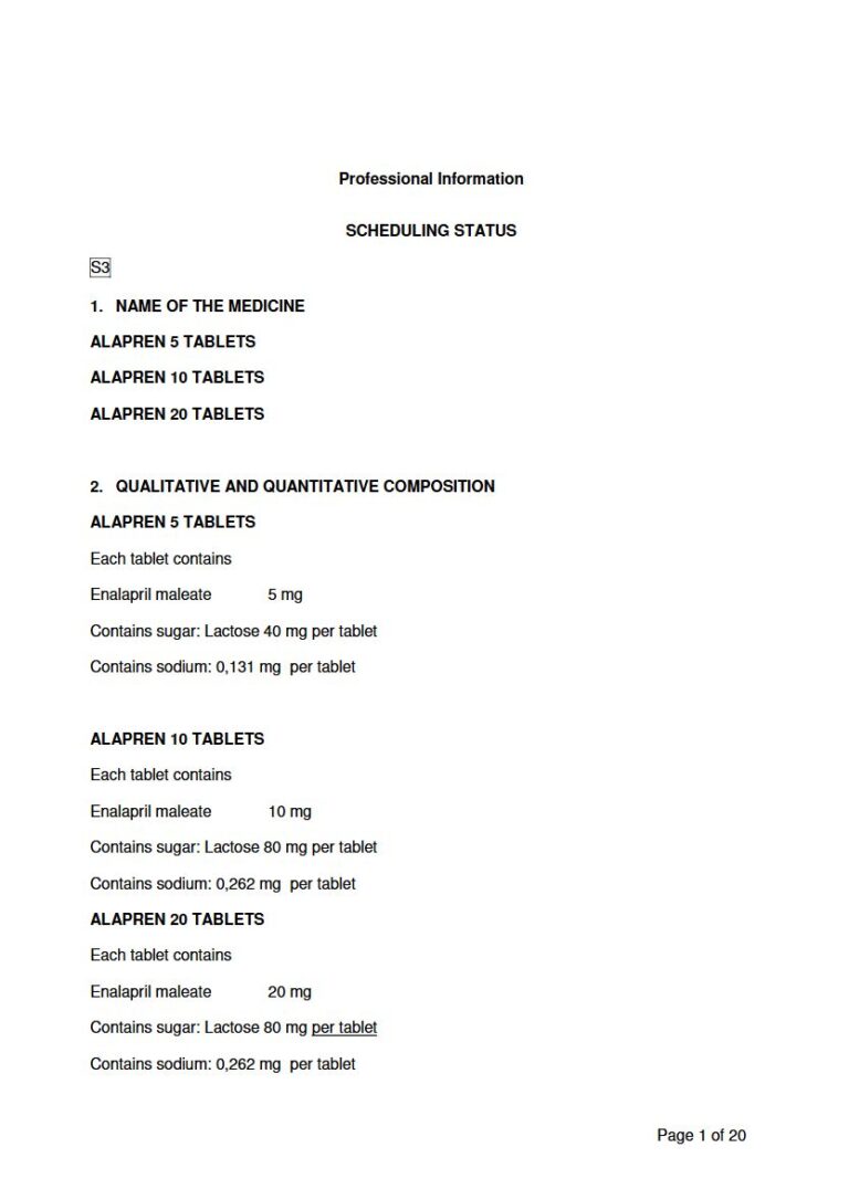Alapren Tablets package insert preview