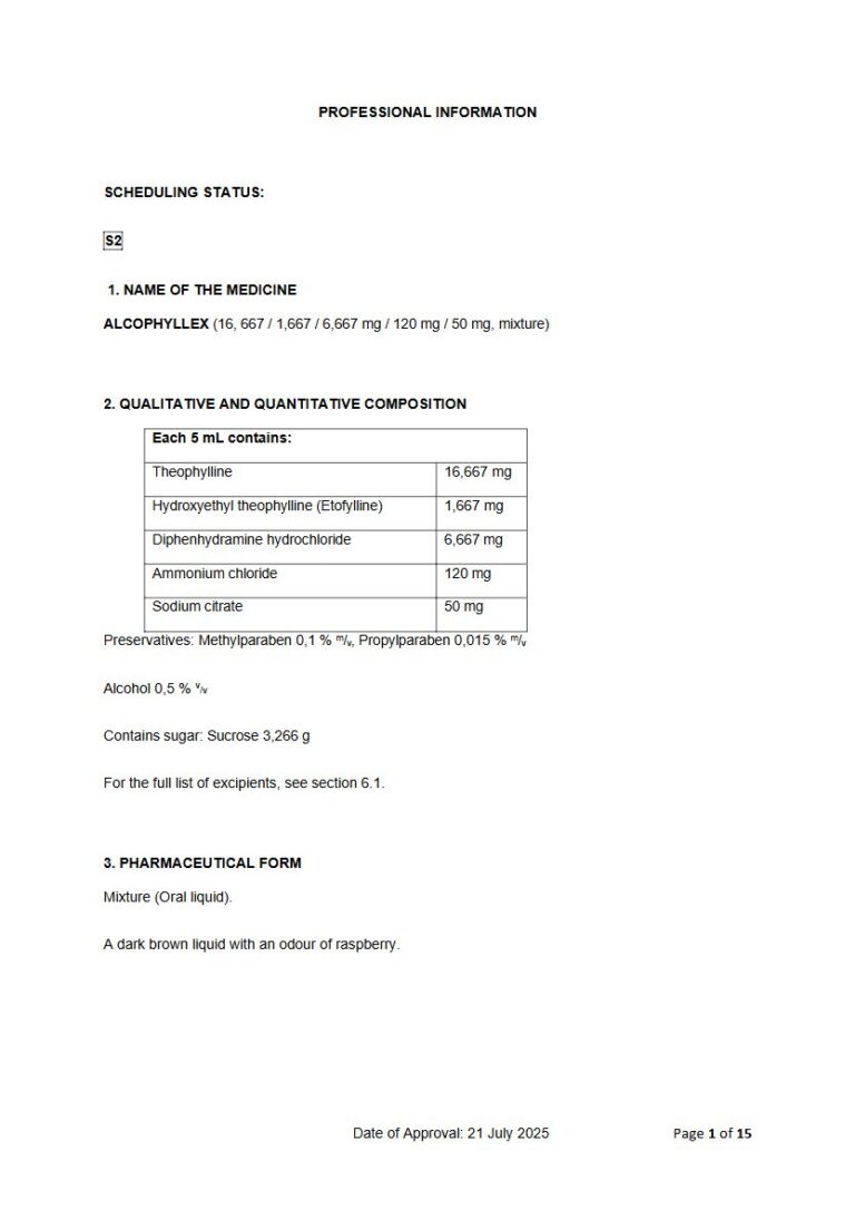 Alcophyllex Syrub package insert preview