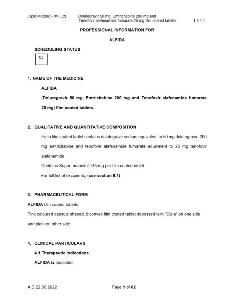 Alfida Tablets package insert preview