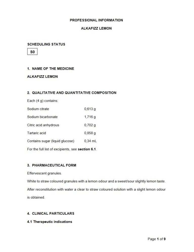 Alkafizz Lemon Granules package insert preview