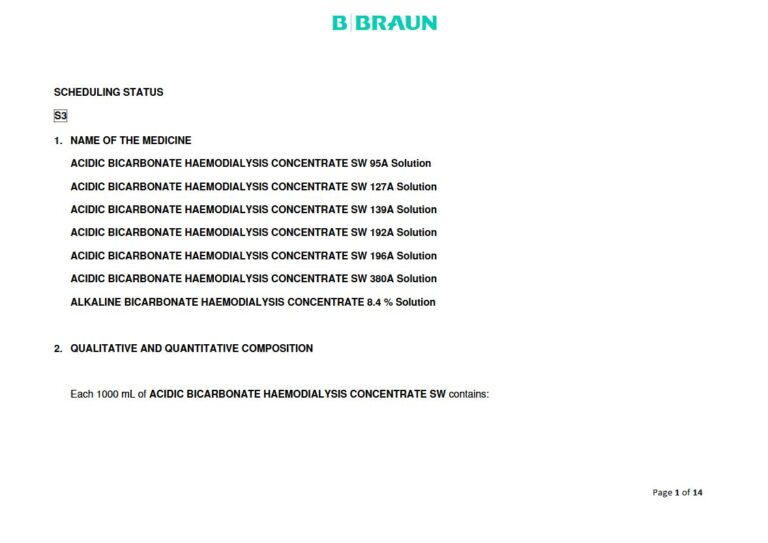 Alkaline Bicarbonate Haemodialysis Concentrate 8.4 % Solution package insert preview