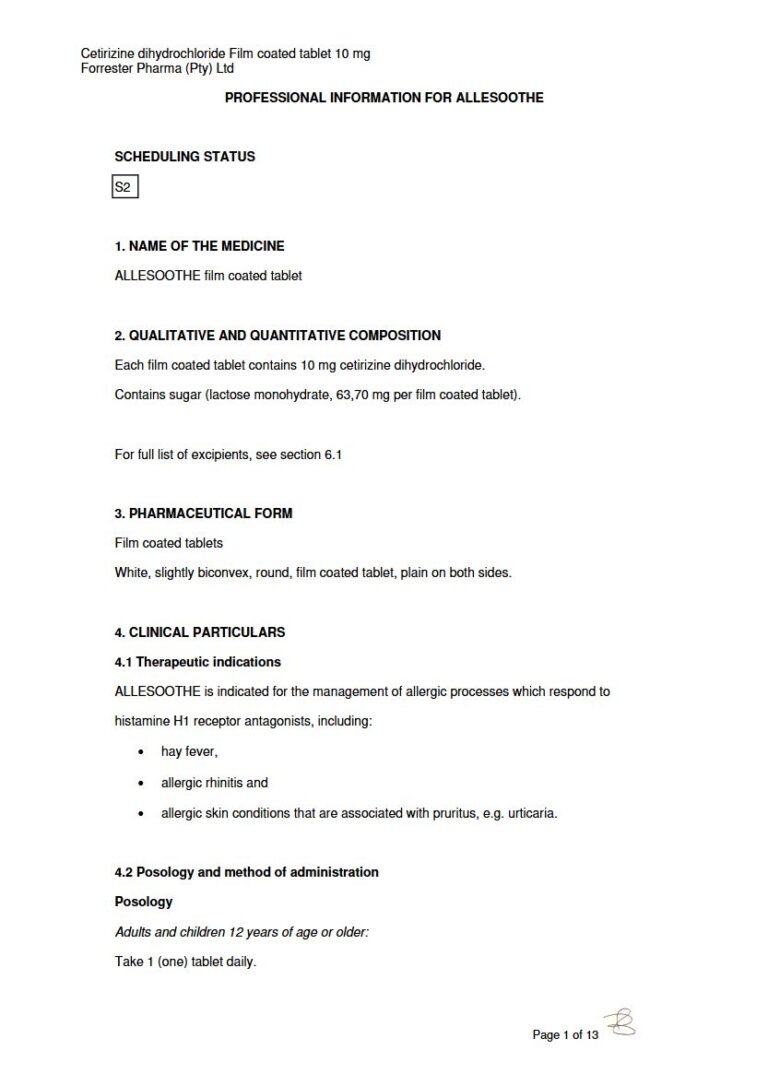 Allesoothe 10mg Tablets package insert preview