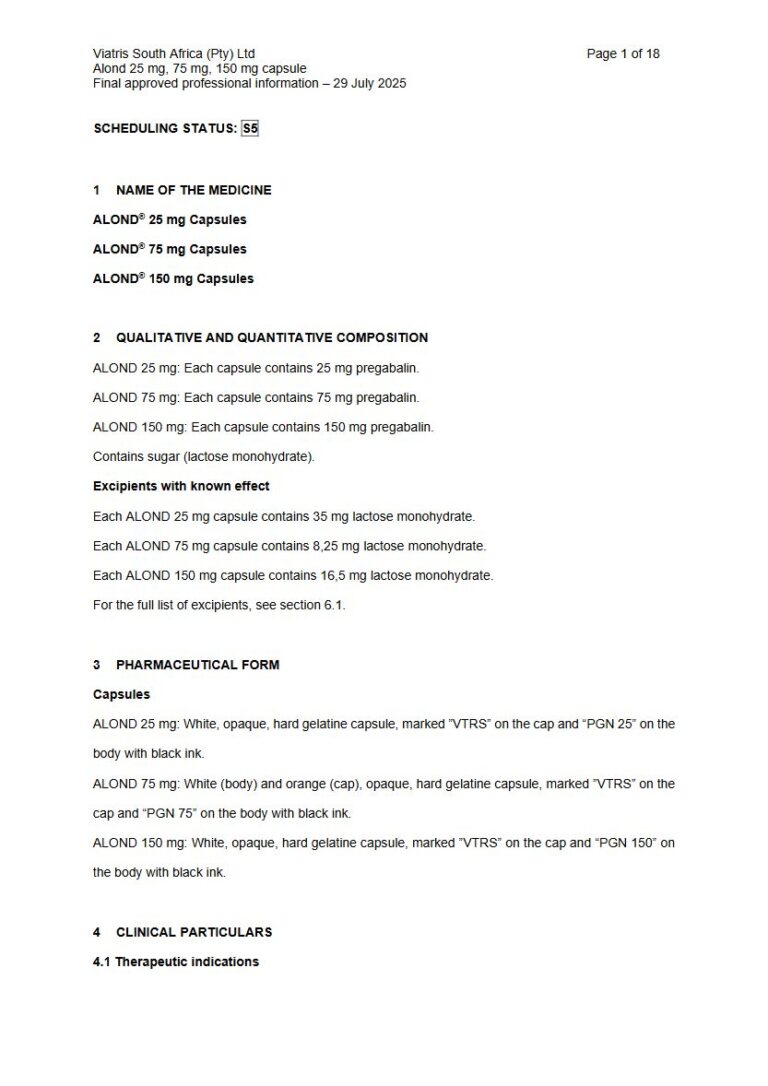 Alond Capsules package insert preview