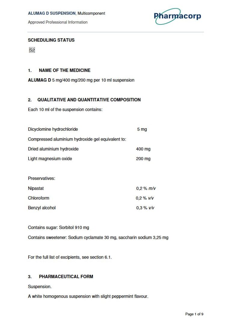 Alumag D Suspension package insert preview