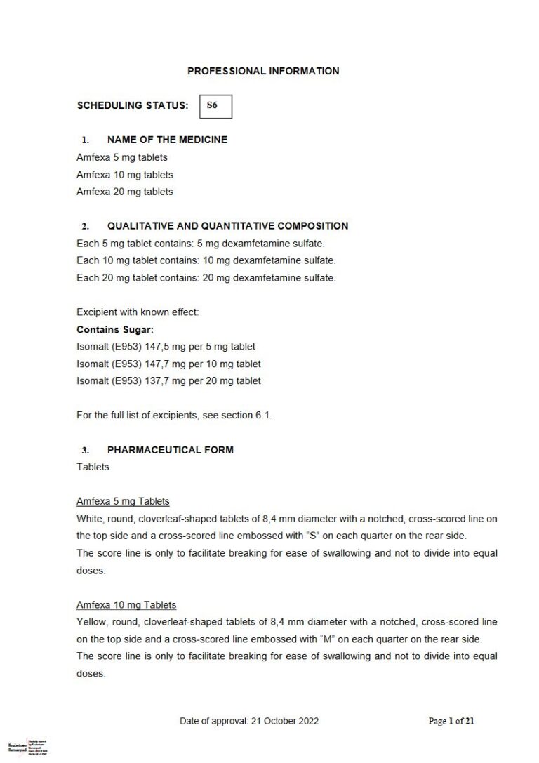 Amfexa Tablets package insert preview