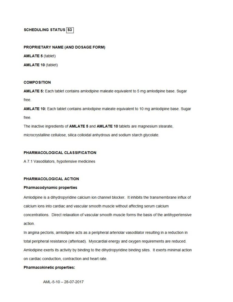 Amlate Tablets package insert preview