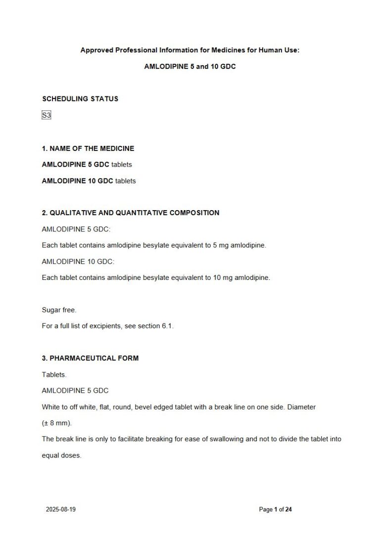 Amlodipine 5 or 10 Gdc 5 FC tablet package insert preview