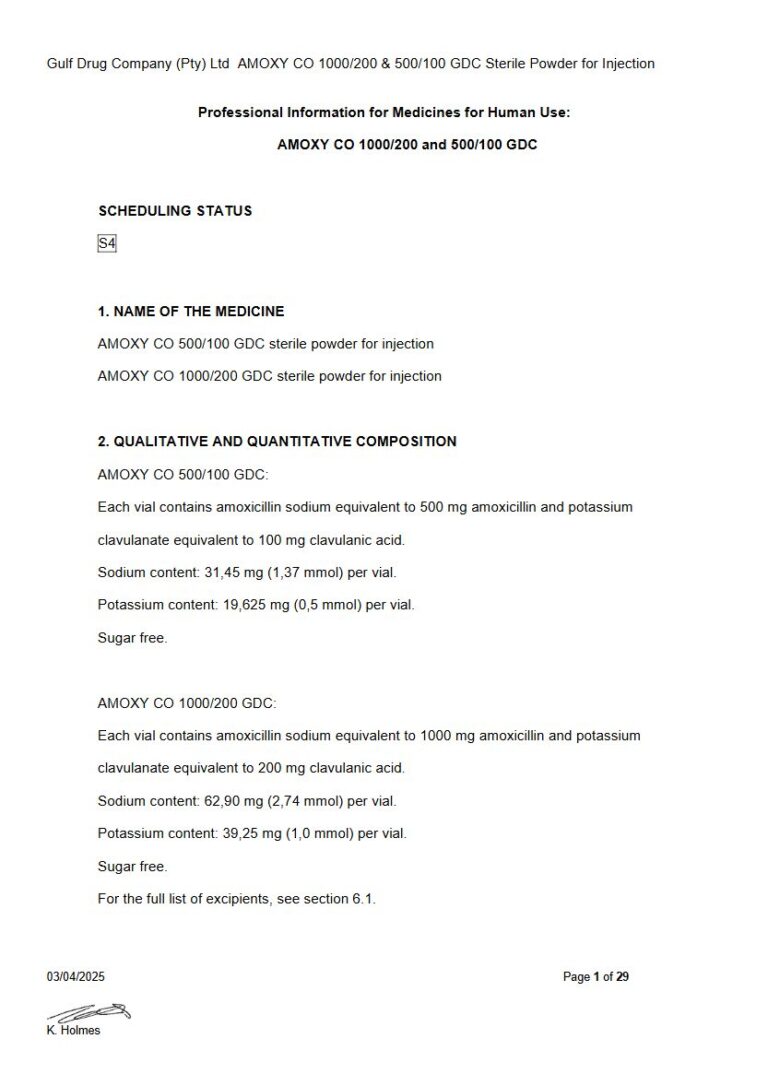 Amoxy Co 1000/200 And 500/100 Gdc Tablets package insert preview
