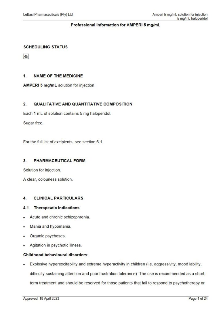Amperi 5mg Solution for injection package insert preview